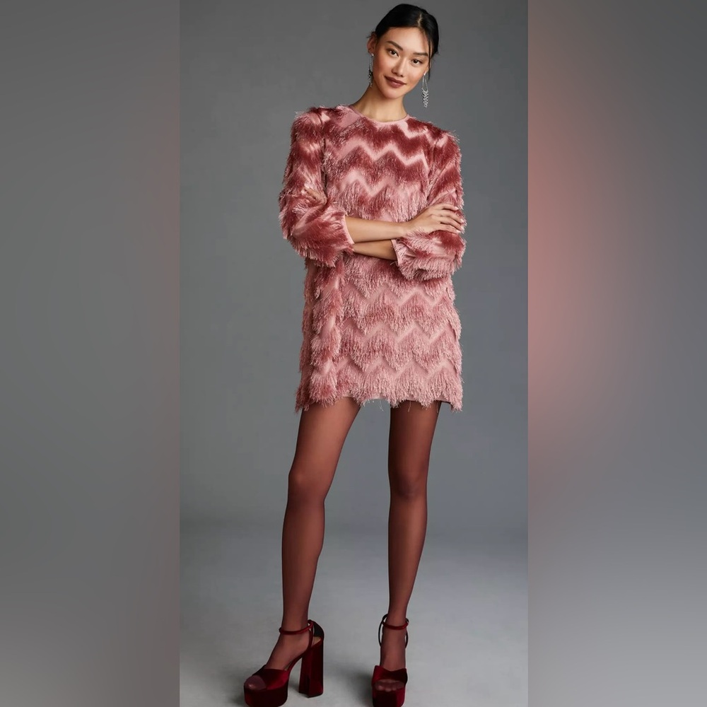 NWT Anthropologie Hutch Fringed Chevron Dress XL